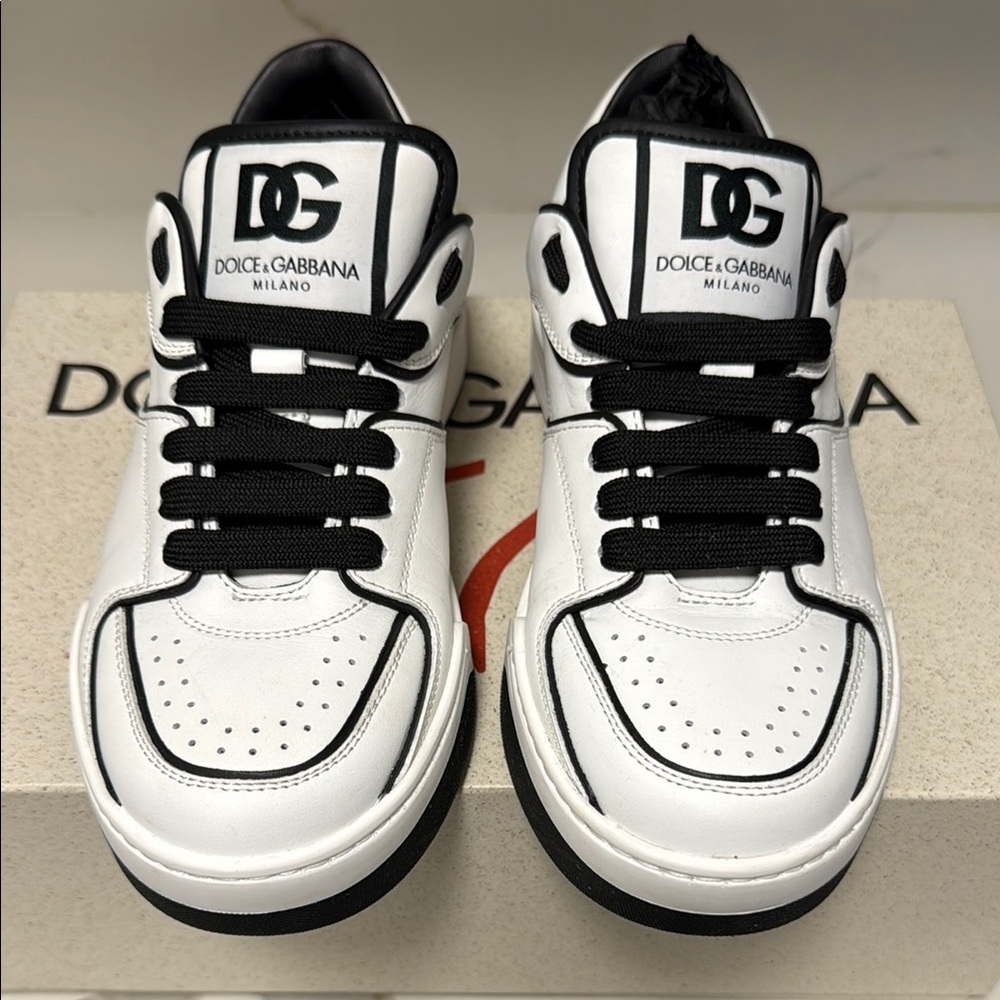 Dolce & Gabbana New Roma Leather Sneakers White Black Women’s EU 37 NWT